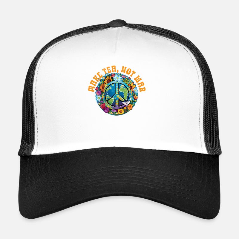 Hippie Peace Zeichen Frieden Blumen Blumenkind Trucker Cap