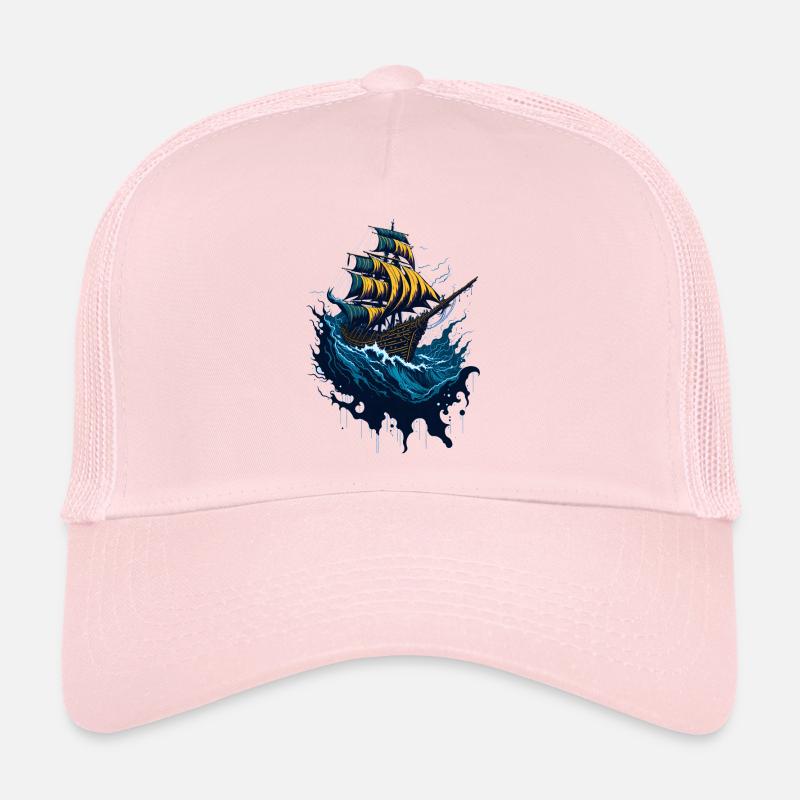 Bateau pirate dans les mers orageuses Casquette trucker 