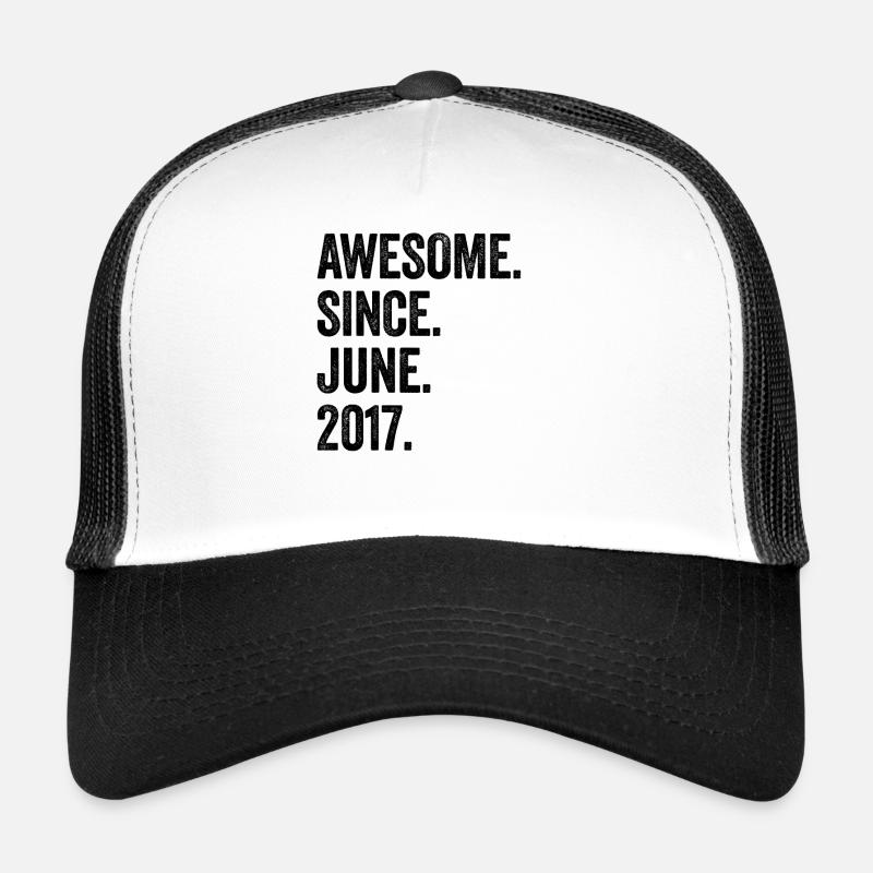 6 Years Old Awesome Since June 2017 6th Birthday Trucker Cap