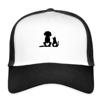 Dog Puppy & Baby Cat Puppy - Animal Dog & Cat Hear - Trucker Cap - Weiß/Schwarz - Vorne