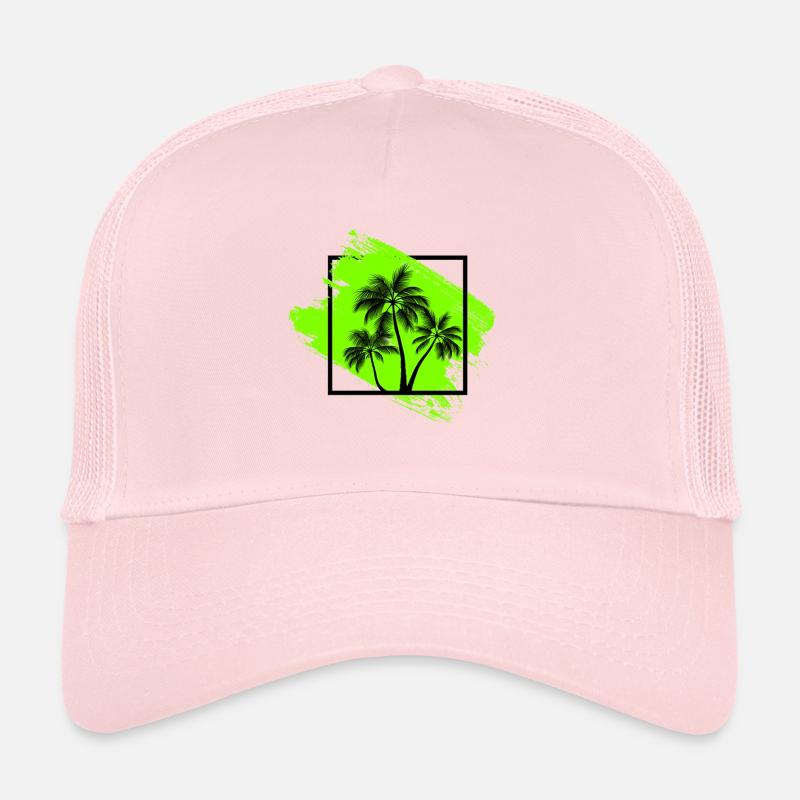 Palm Tree, Aesthetic Tropical Summer Design Trucker Cap