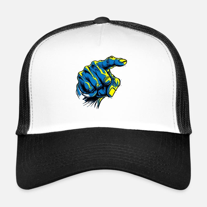 Yes, you: Blue hand pointing finger Trucker Cap