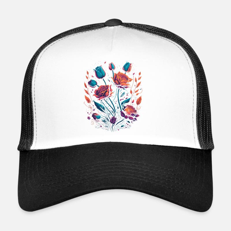Bouquet de fleurs de roses néon Casquette trucker 