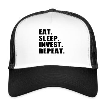 Eat Sleep Invest Repeat - Trading Stock Market Inv - Trucker Cap - Weiß/Schwarz - Vorne