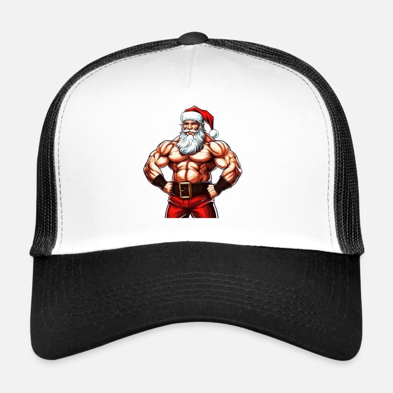 Santasaurus Flex: Bodybuilder de Noël avec le Père Noël Casquette trucker 