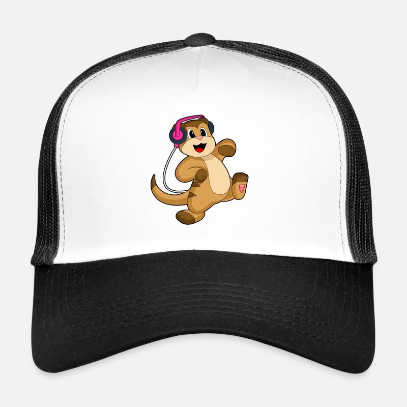 Erdmännchen Kopfhörer Musik - Trucker Cap - Weiß/Schwarz