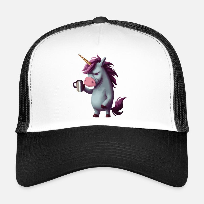 Licorne avec tasse à café Casquette trucker 