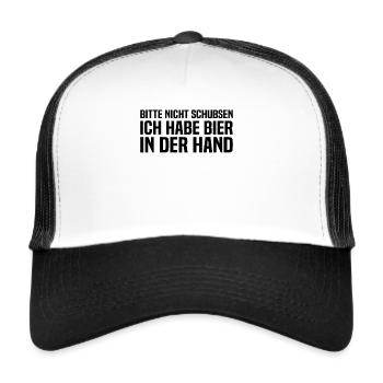 Mallorca - Bitte Nicht Schubsen Ich Habe Bier In D - Trucker Cap - Weiß/Schwarz - Vorne
