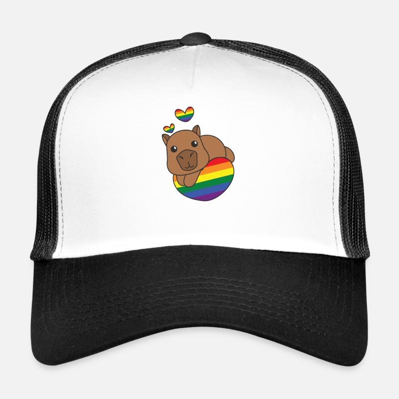 Rainbow Flag Pride LGBTQ Mignon Capybara Casquette trucker 