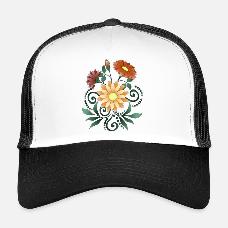 Blumen - Trucker Cap - Weiß/Schwarz