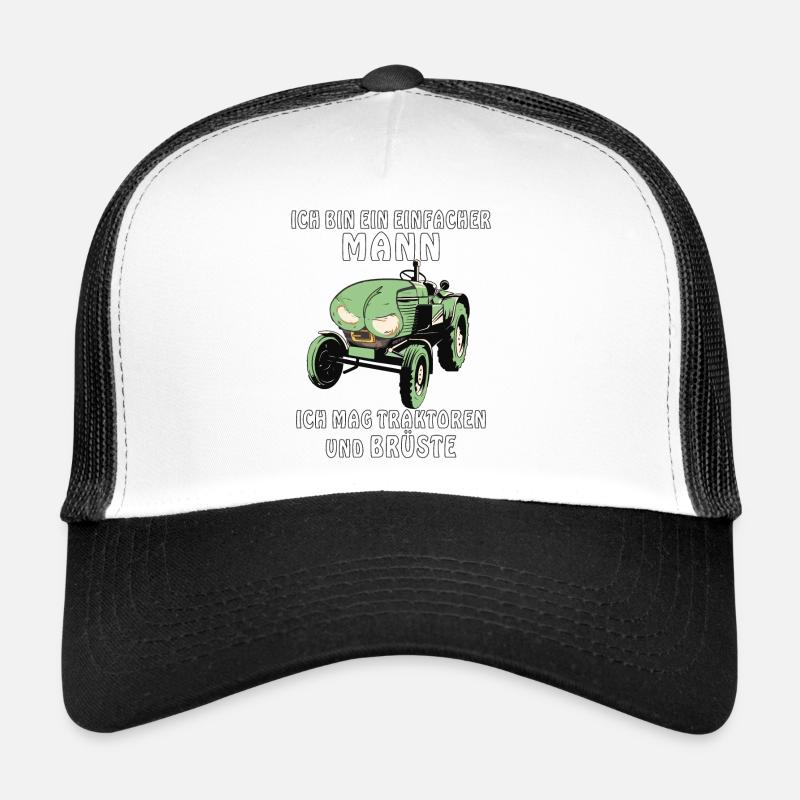TRAKTOR ICH MAG BRÜSTE - Trucker Cap - Weiß/Schwarz
