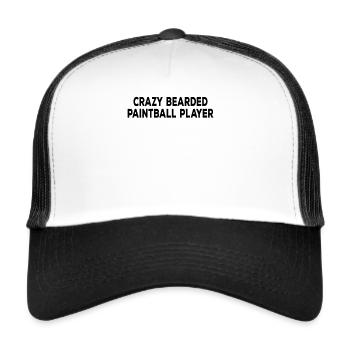 Joueur de paintball - Joueur de paintball barbu fou - Casquette trucker  - blanc/noir - Devant
