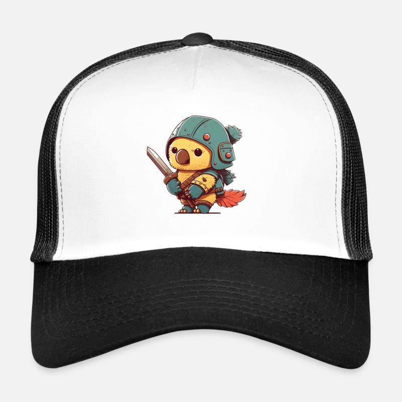 Vogel im Kriegeroutfit - Trucker Cap - Weiß/Schwarz