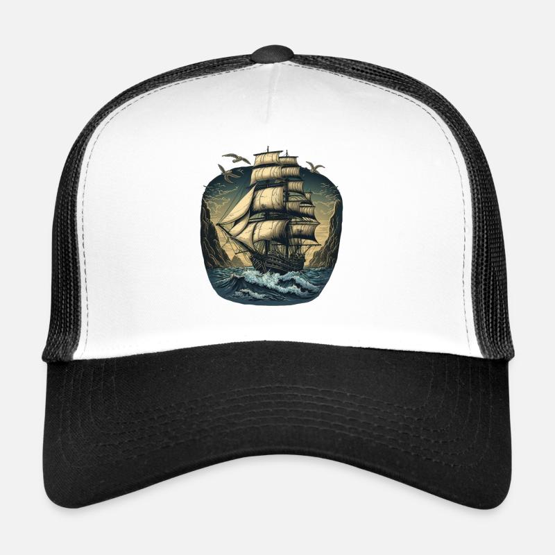 gigantisches Boot segelt im Sturm auf hoher See mi Trucker Cap