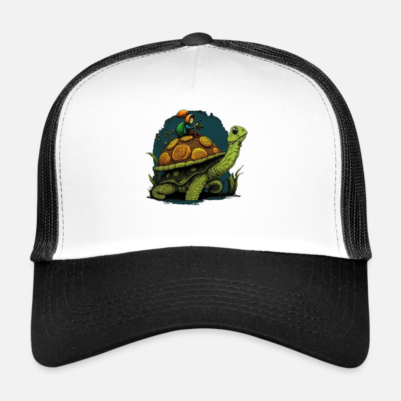 schnecke lässt sich von Schildkroete mitnehmen Trucker Cap