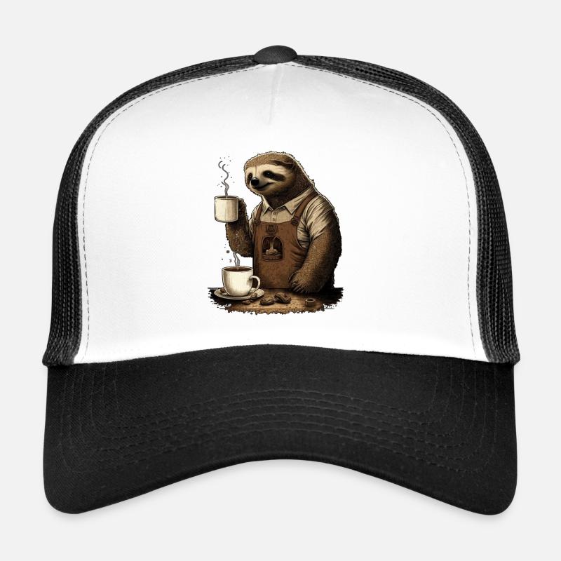 Faultier mit Schürze und Tassen mit duftendem Kaff Trucker Cap