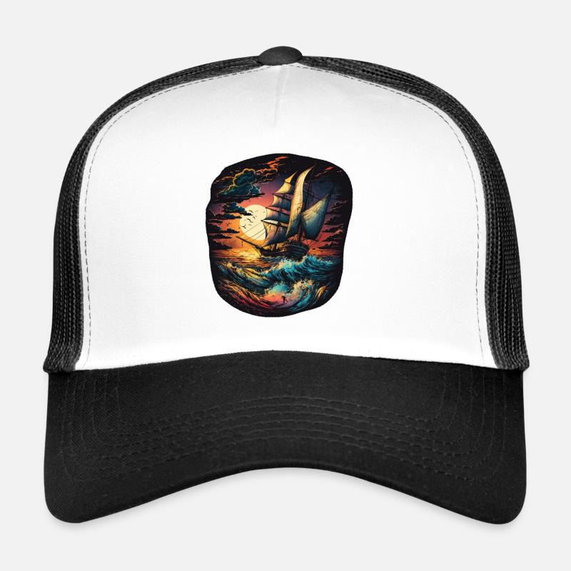Sailing ship on rough seas Trucker Cap