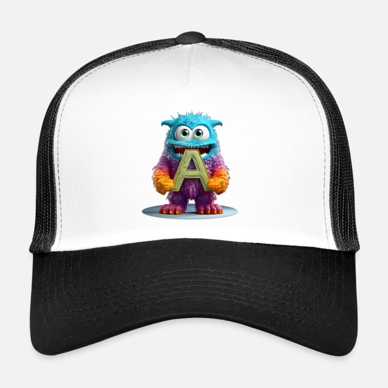 Monstre multicolore avec la lettre A Casquette trucker 