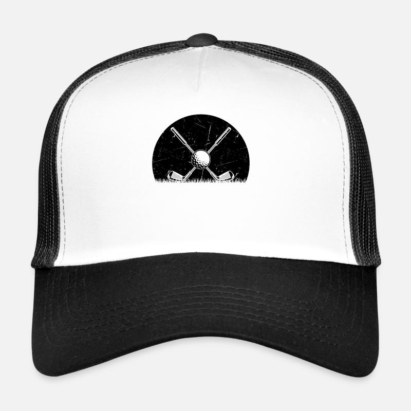 Retro Golf Ball Sunset Golfer Golf Player Trucker Cap
