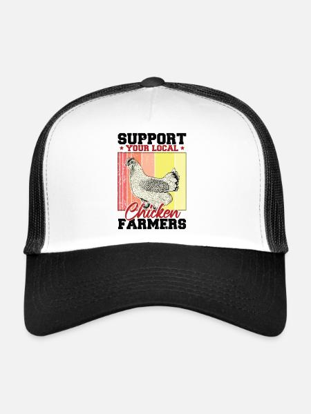Soutenez vos éleveurs de poulet locaux - Casquette trucker  - blanc/noir - Devant