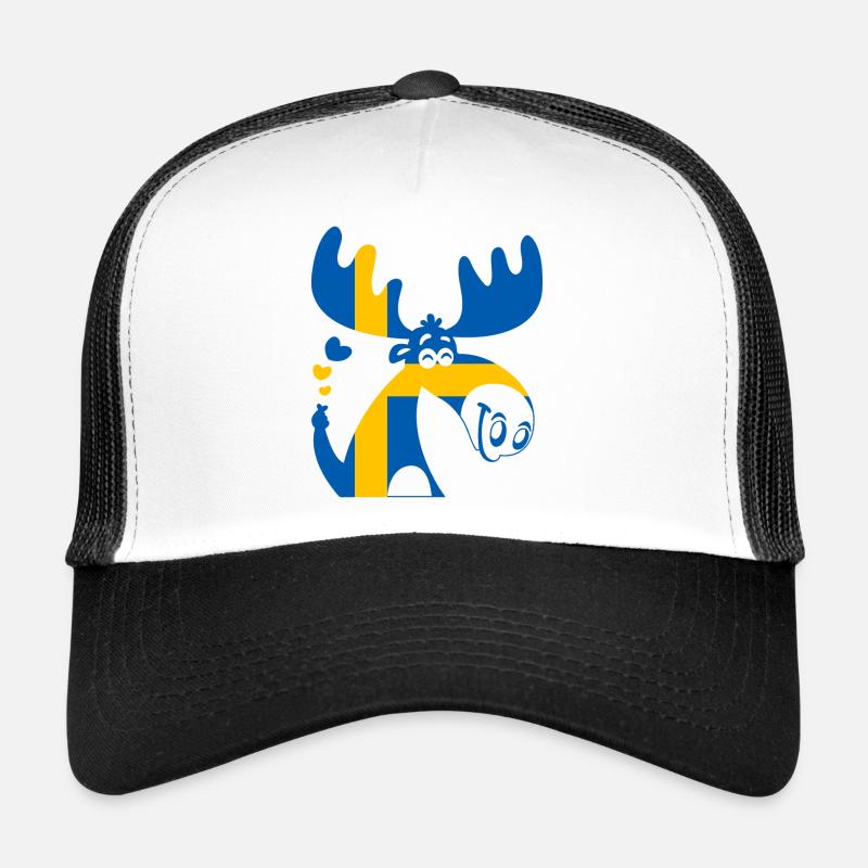 MOOSE SWEDEN FLAG - Trucker Cap - white/black