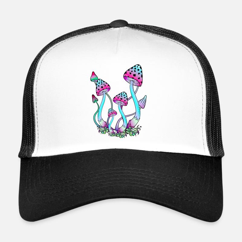 Champignons de couleur néon, art des champignons psychédéliques Casquette trucker 