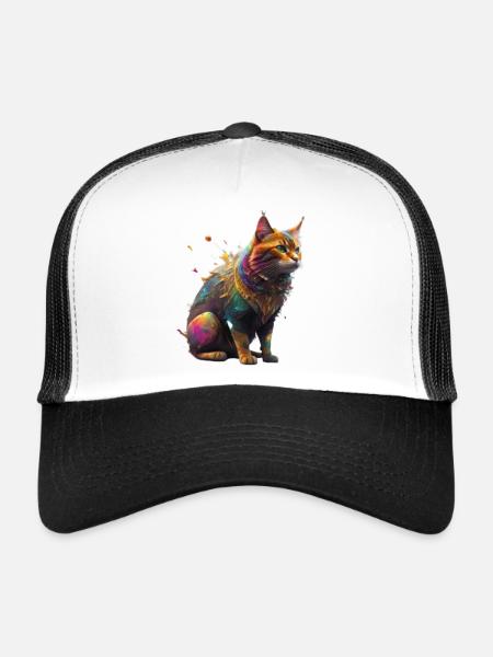 Amour du chat - Casquette trucker  - blanc/noir - Devant