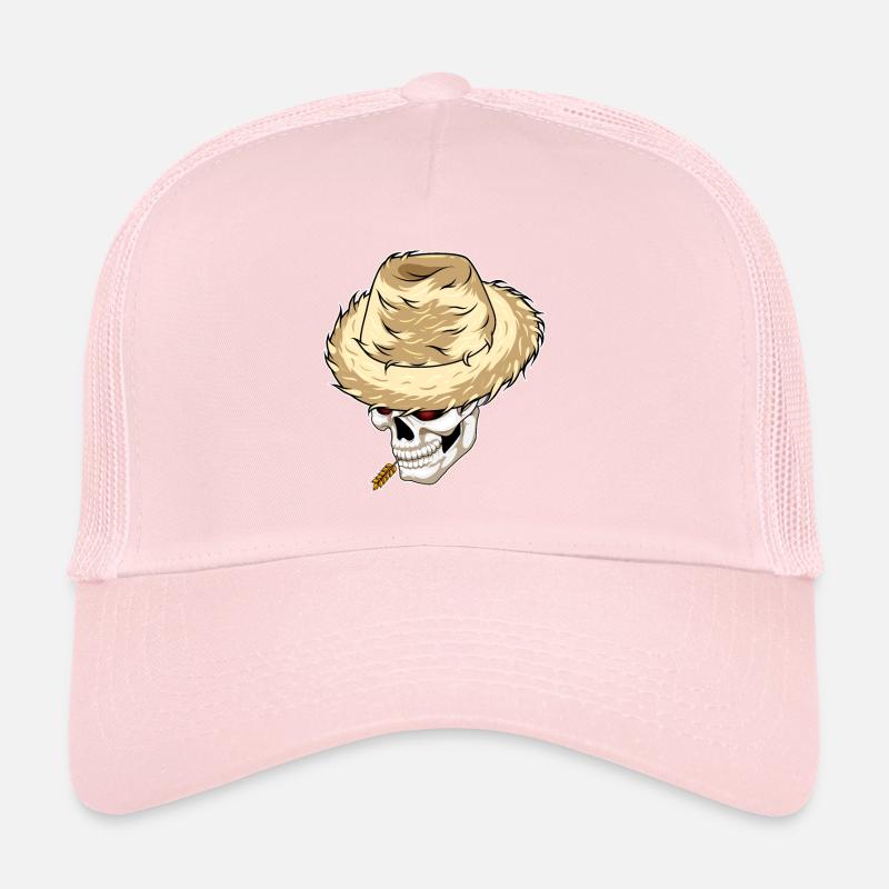 Skull Farmer Wheat Trucker Cap