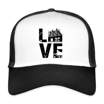 Amour Toiture Couvreur Travailleur de toiture Travailleur de toiture Couvreur - Casquette trucker  - blanc/noir - Devant
