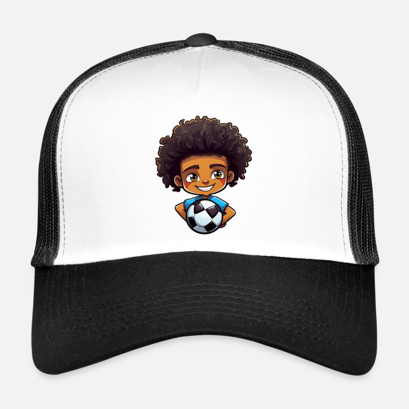 Afro Black Kid Boy Girl Soccer Trucker Cap