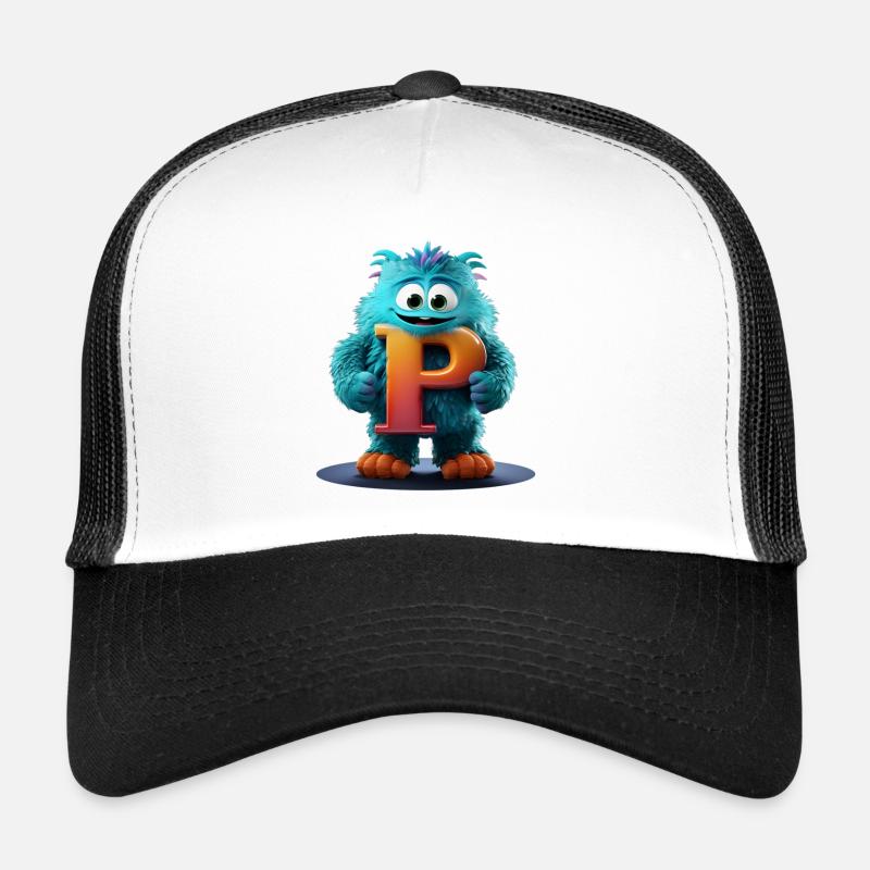 Blue Monster with Giant P - Trucker Cap - white/black