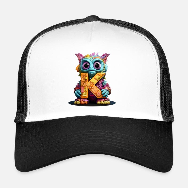 Puppe mit Buchstabe X Alphabet Buchstabe K - Trucker Cap - Weiß/Schwarz