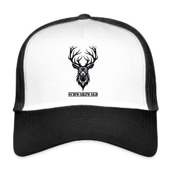 Schwarzwald Hirsch Jäger Heimat Urlaub - Trucker Cap - Weiß/Schwarz - Vorne