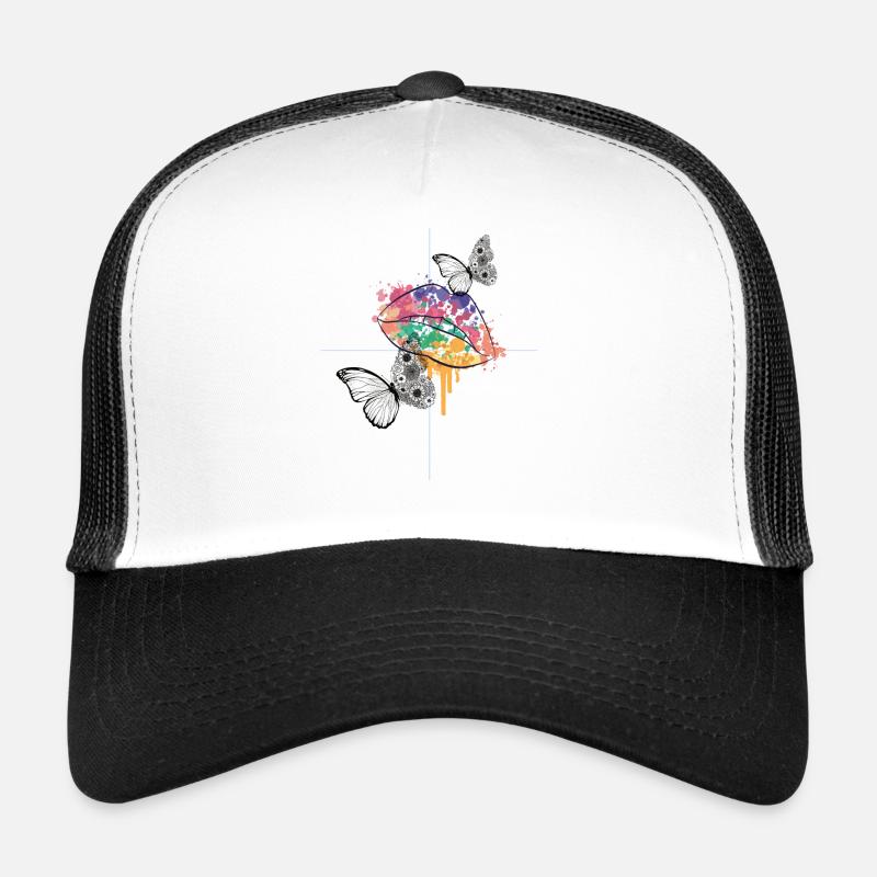 Papillons Rainbow Kissing Mouth Casquette trucker 