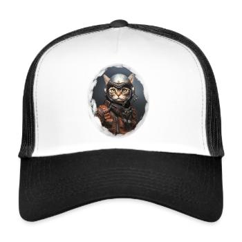 Chat cool. Le chat en vous. - Casquette trucker  - blanc/noir - Devant