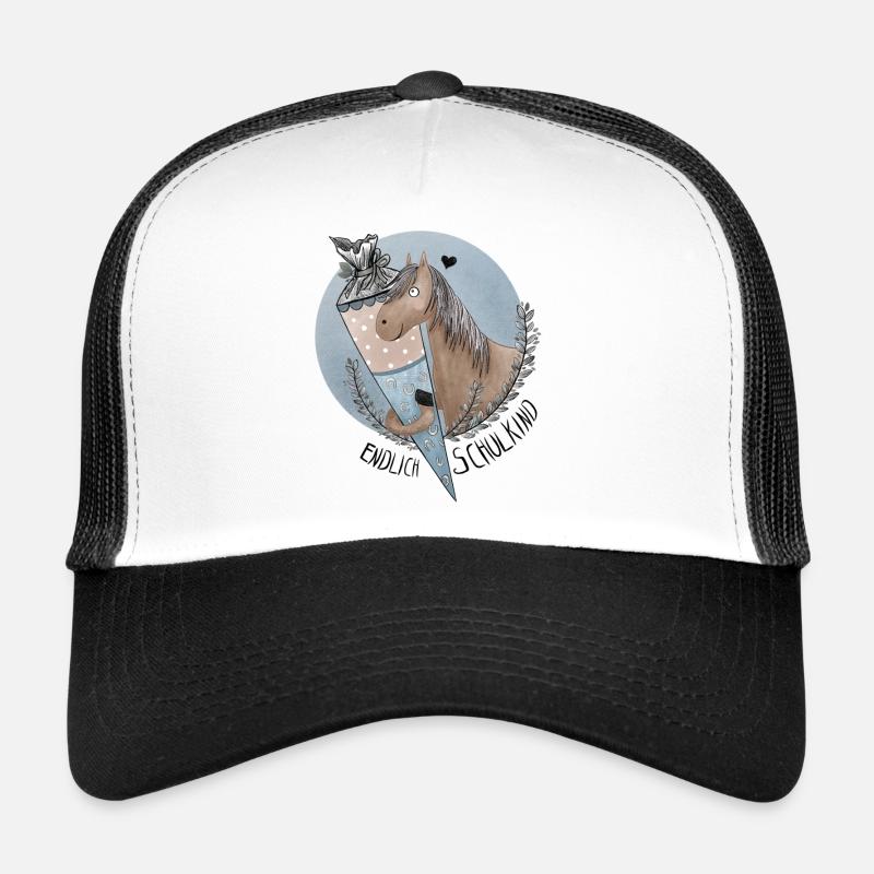 Endlich Schulkind Pferd mit Schultüte Blau Trucker Cap