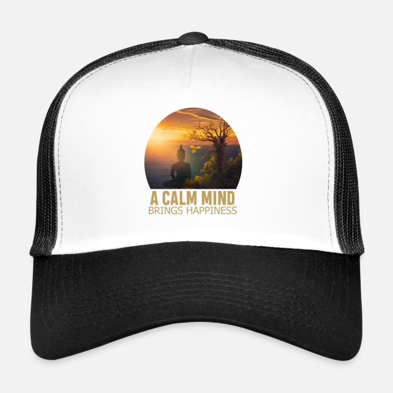 Ein ruhiger Geist bringt Glück - Trucker Cap - Weiß/Schwarz