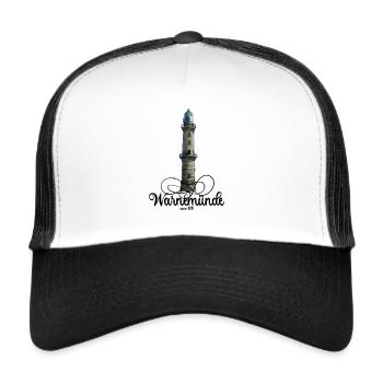 Warnemünde Leuchtturm - Trucker Cap - Weiß/Schwarz - Vorne