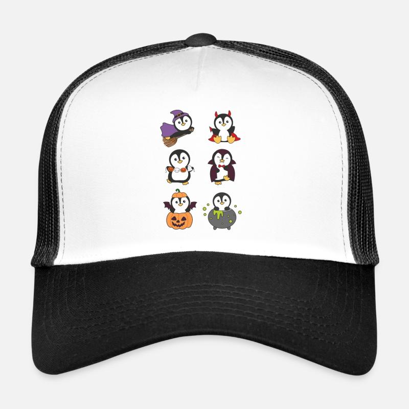Pingouin Halloween Devil Pumpkin Vampire Costume Casquette trucker 