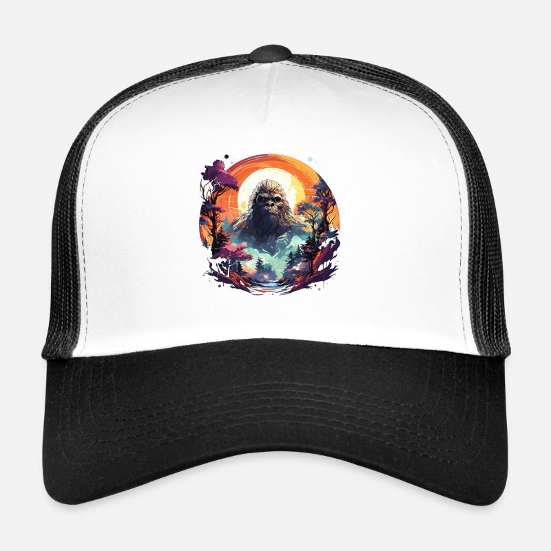 Bigfoot Nature Conception graphique colorée - Sasquatc Casquette trucker 