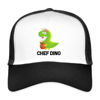 Chef Dino Kitchen Cook & Dinosaur Lover Restaurant - Trucker Cap - Weiß/Schwarz - Vorne