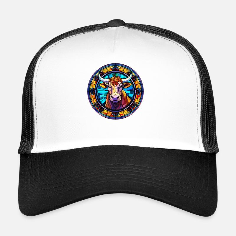Einzigartiges Kuhkunst-Design - Glasmalerei Trucker Cap