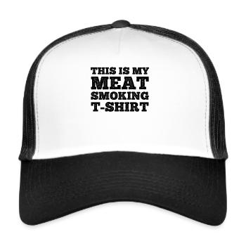 Voici mon t-shirt à fumer de la viande griller un bar à fumée - Casquette trucker  - blanc/noir - Devant