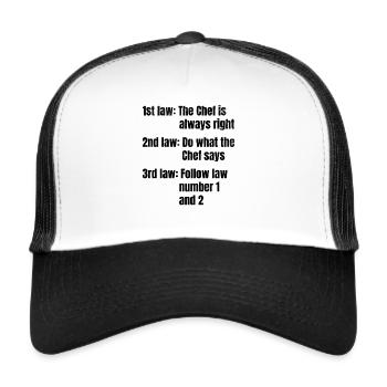 1ère loi : Le chef a toujours raison de faire ce que le chef - Casquette trucker  - blanc/noir - Devant
