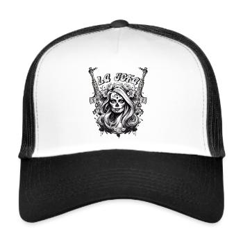 La Jefa Santa Muerte : la mort et la beauté combinées - Casquette trucker  - blanc/noir - Devant