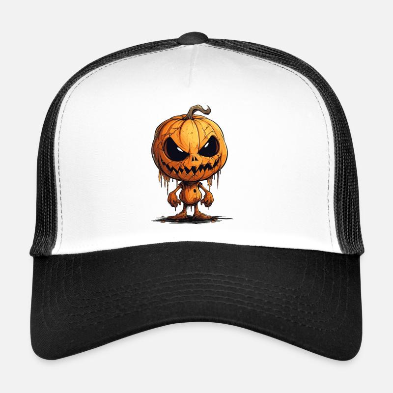 Copain de citrouille effrayant pour la nuit d’Halloween - Casquette trucker  - blanc/noir