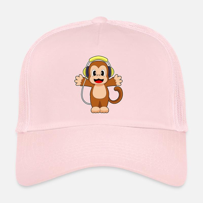 Affe Musiker Kopfhörer Musik Trucker Cap