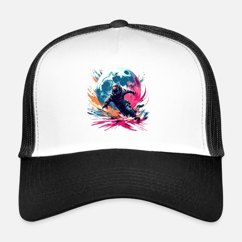 Astronaut Farbenfroh Mondläufer Astro Lauf - Trucker Cap - Weiß/Schwarz
