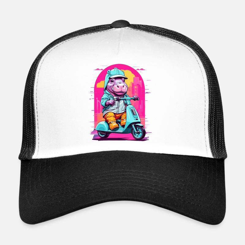 Hippopotame en scooter Casquette trucker 