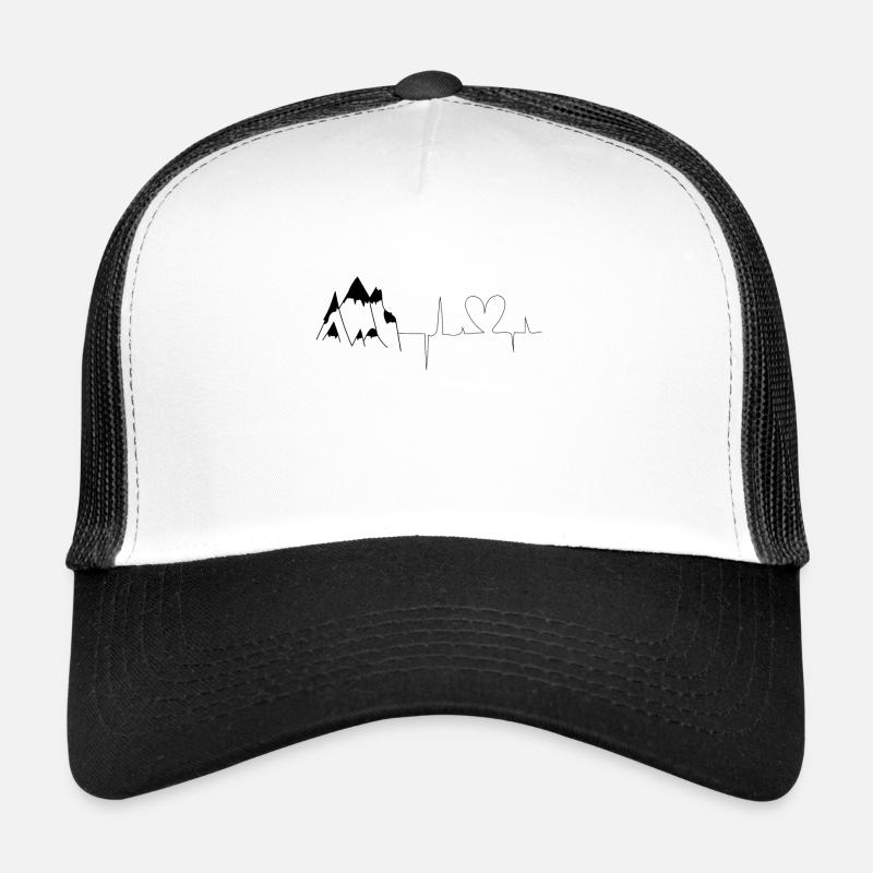 Herz - Herzschlag - Berg - (2) - Trucker Cap - Weiß/Schwarz